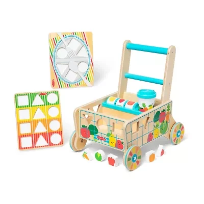 Melissa & Doug Wooden Shape Sorting Grocery Cart Interactive Toy