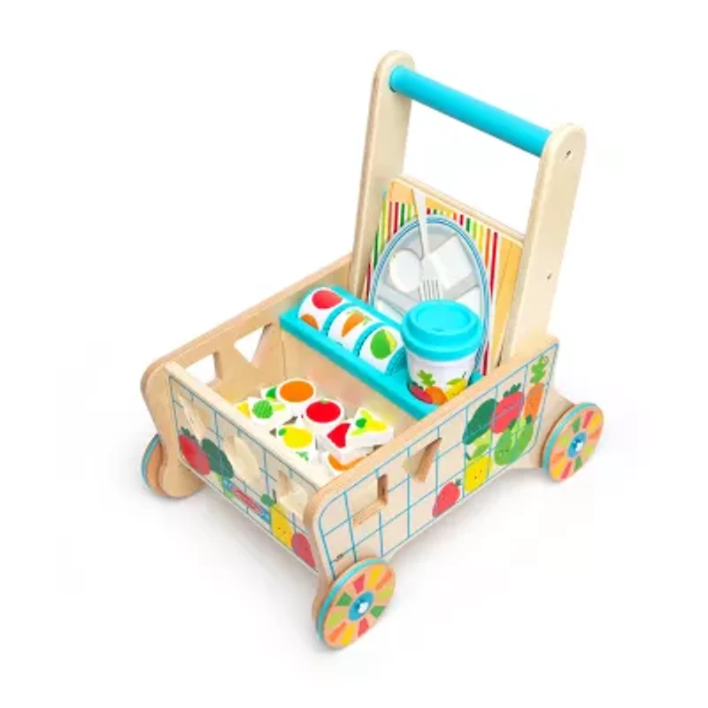 Melissa & Doug Wooden Shape Sorting Grocery Cart Interactive Toy