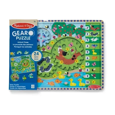 Melissa & Doug Animal Chase I-Spy Wooden Gear 24-pc. Puzzle