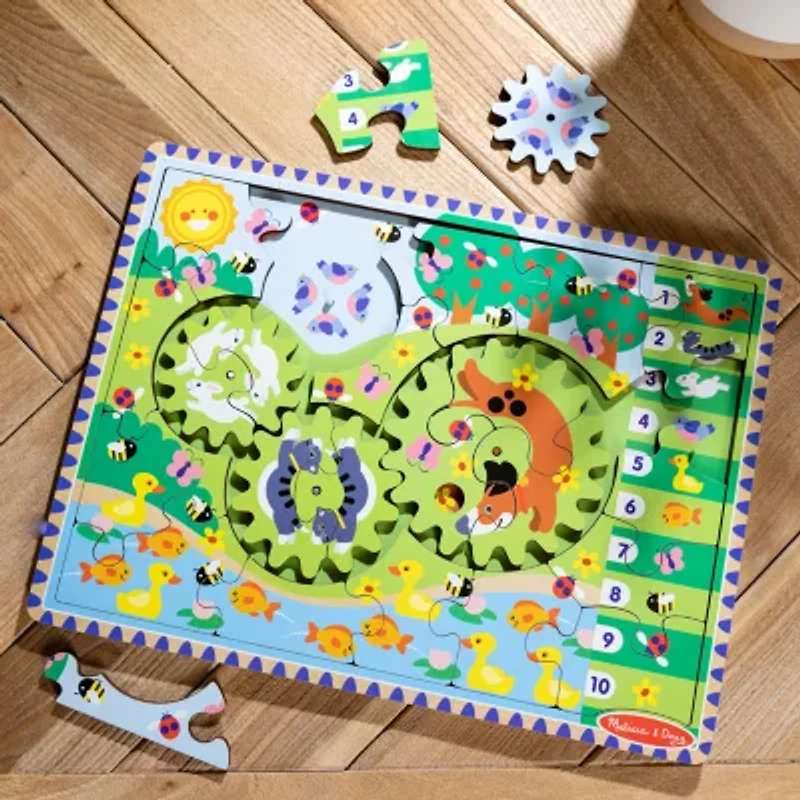 Melissa & Doug Animal Chase I-Spy Wooden Gear 24-pc. Puzzle