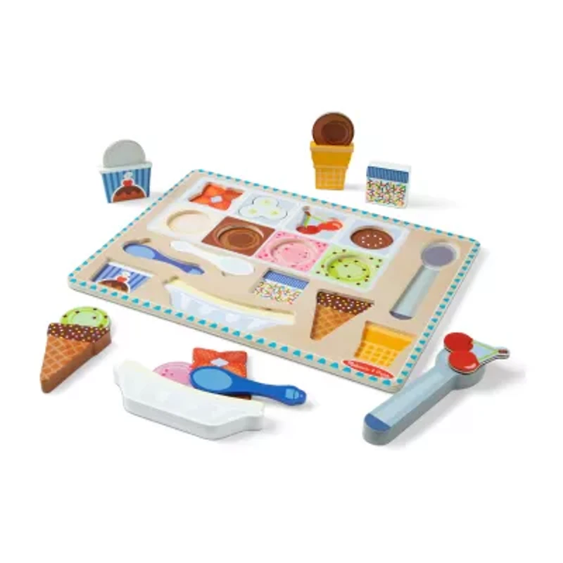 Melissa & Doug Wooden Mag Ice Cream Puzzle & Play Set 16-pc. Puzzle