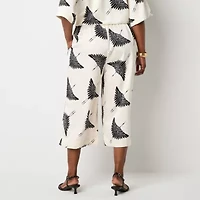 Worthington Womens Wide Leg Mid Rise Regular Fit Plus Pull-On Pant