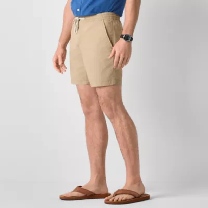 St. John's Bay Poplin Mens 8" Stretch Fabric Drawstring Waist Deck Short