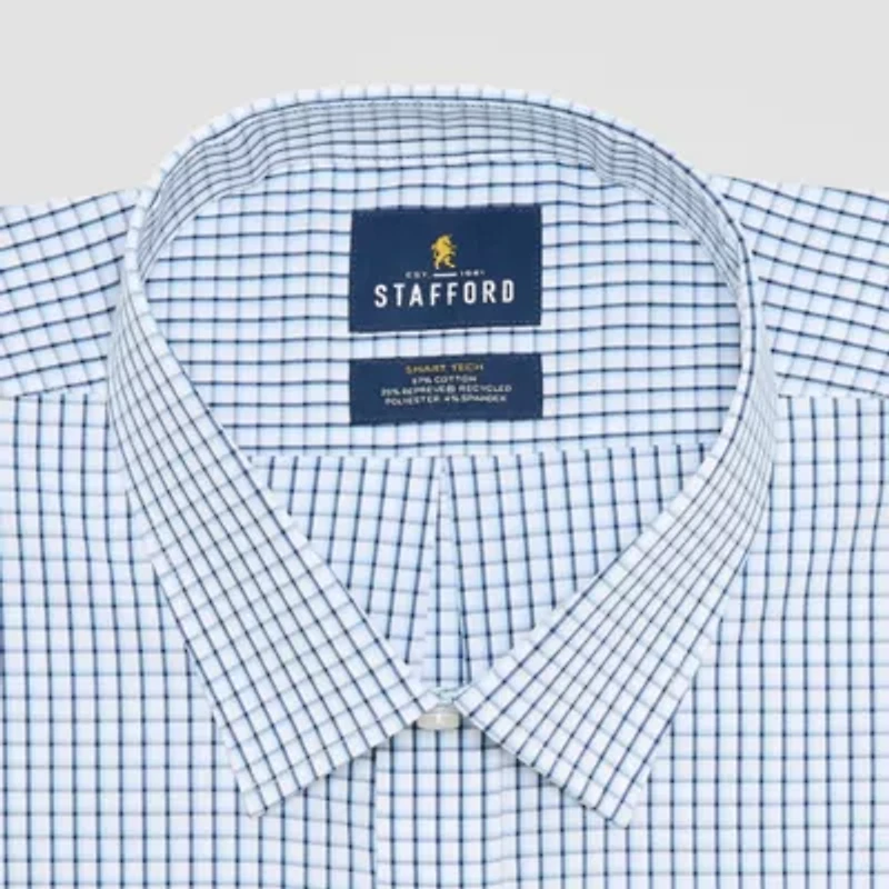Stafford Smart Tech Mens Regular Fit Stretch Fabric Wrinkle Free Long Sleeve Dress Shirt