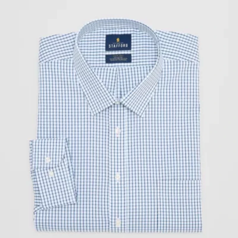 Stafford Smart Tech Mens Regular Fit Stretch Fabric Wrinkle Free Long Sleeve Dress Shirt