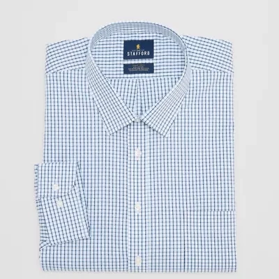 Stafford Smart Tech Mens Regular Fit Stretch Fabric Wrinkle Free Long Sleeve Dress Shirt