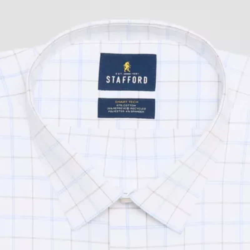 Stafford Smart Tech Mens Regular Fit Stretch Fabric Wrinkle Free Long Sleeve Dress Shirt