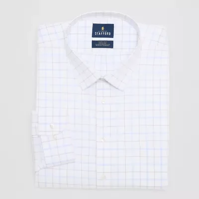 Stafford Smart Tech Mens Regular Fit Stretch Fabric Wrinkle Free Long Sleeve Dress Shirt