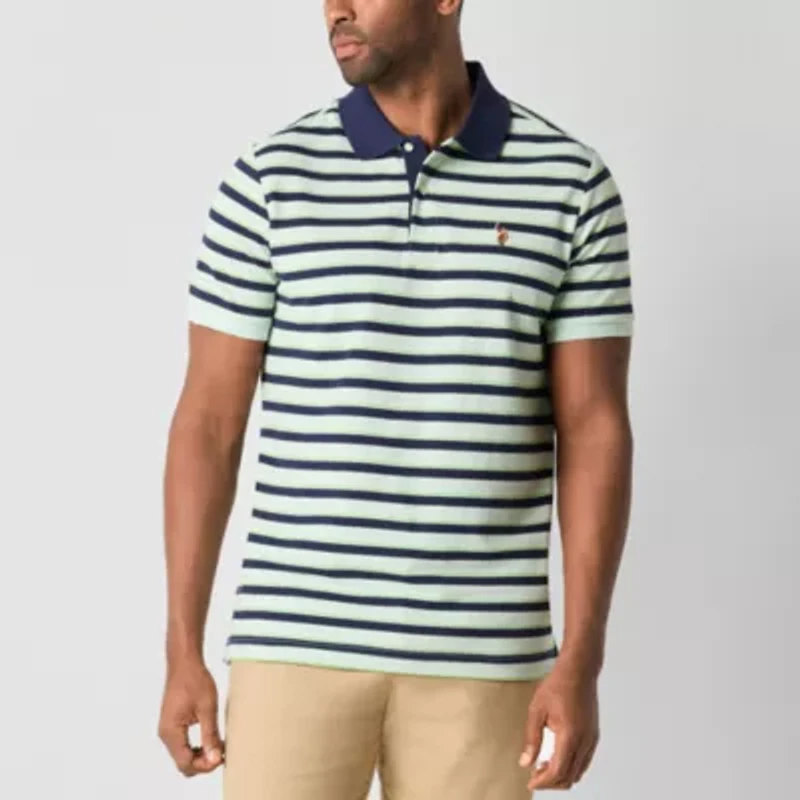 U.S. Polo Assn. Stripe Pique Mens Classic Fit Short Sleeve Shirt