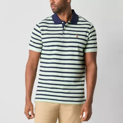 U.S. Polo Assn. Stripe Pique Mens Classic Fit Short Sleeve Shirt