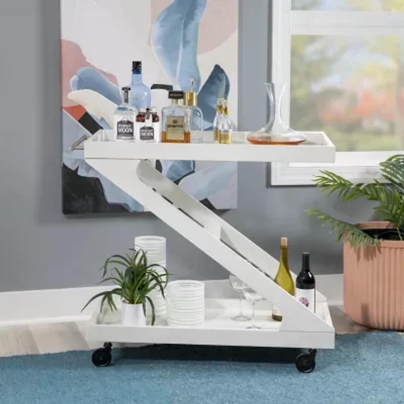 Downey Glass-Top Serving Cart