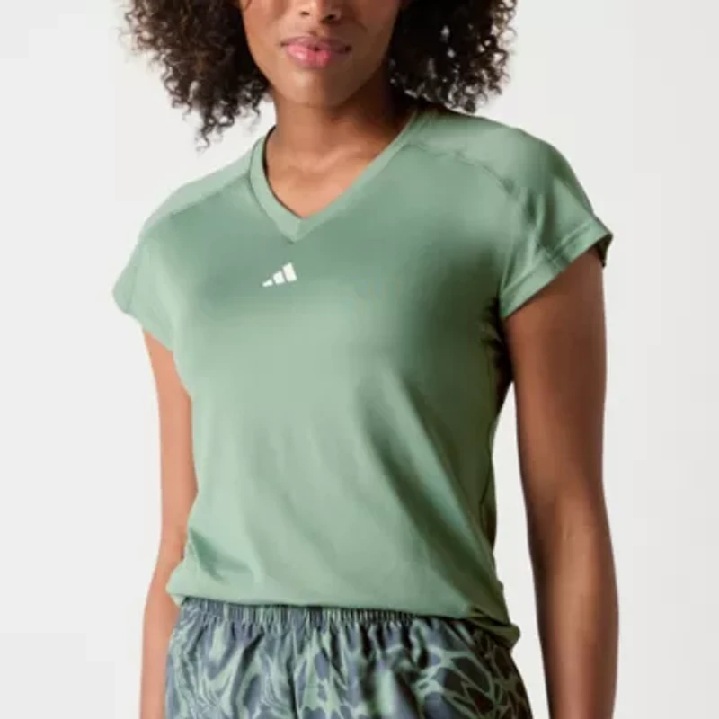adidas Womens V Neck Short Sleeve Active T-Shirt