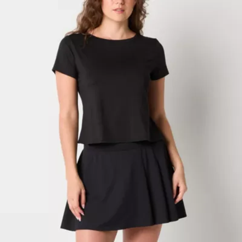 Xersion Everyday Womens Crew Neck Twist Back Short Sleeve T-Shirt