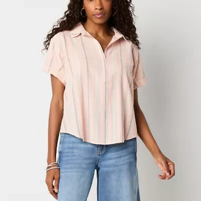 a.n.a Womens Short Sleeve Regular Fit Blouse