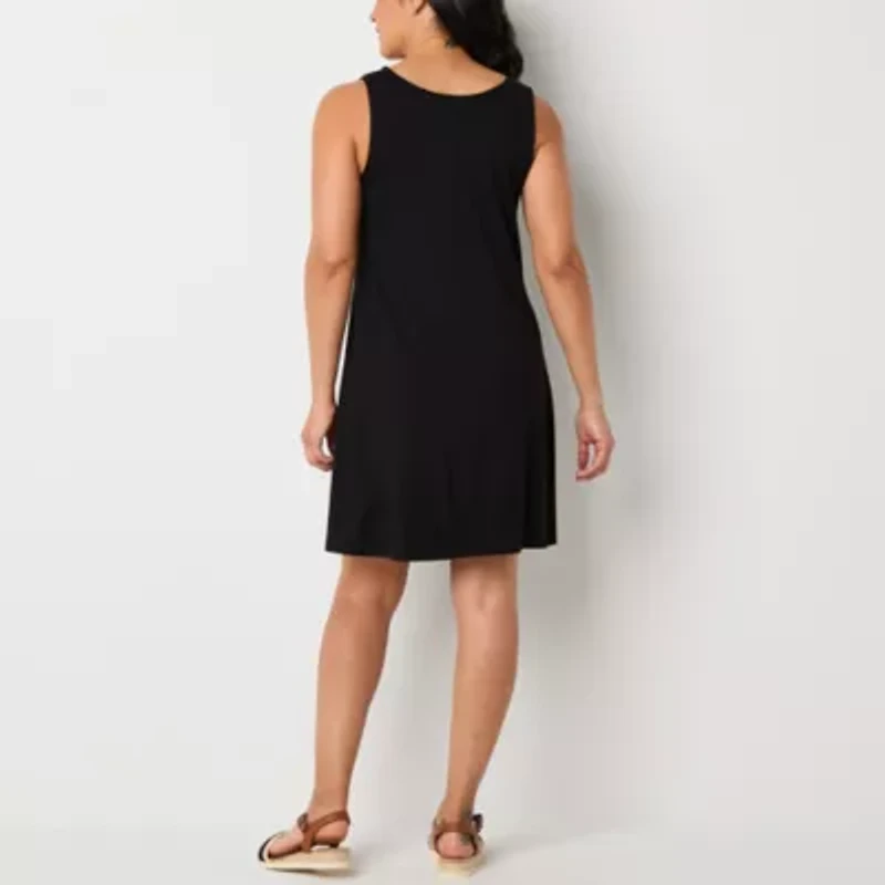 St. John's Bay Womens Sleeveless Floral Midi Swing Dresses