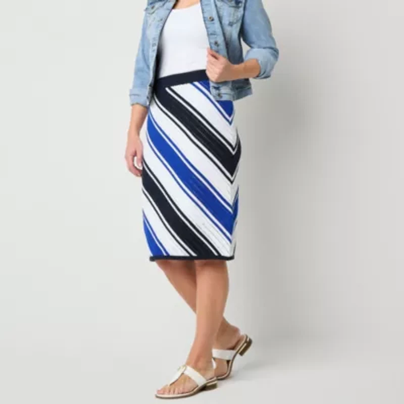 Liz Claiborne Womens Mid Rise Midi A-Line Skirt