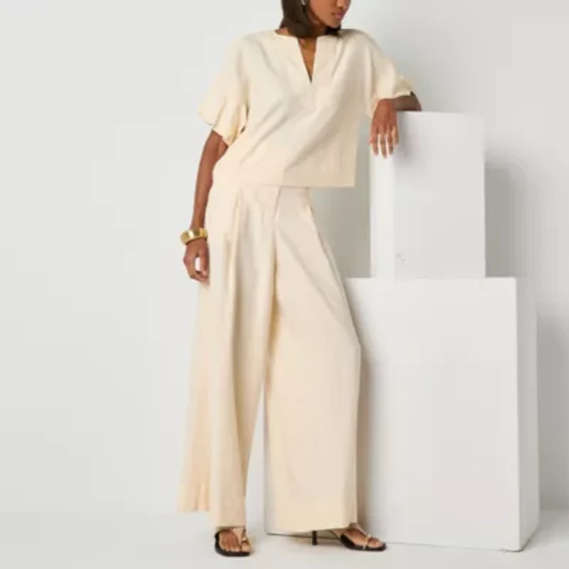 Worthington Womens Wide Leg High Rise Trouser