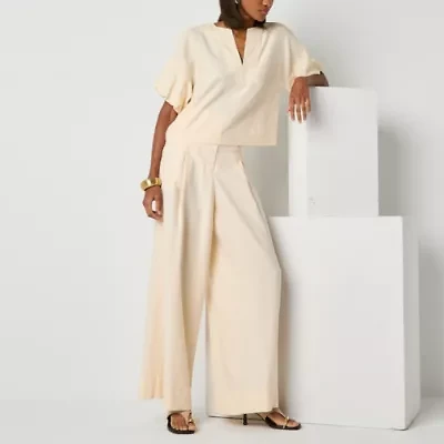 Worthington Womens Wide Leg High Rise Trouser