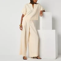 Worthington Womens Wide Leg High Rise Trouser