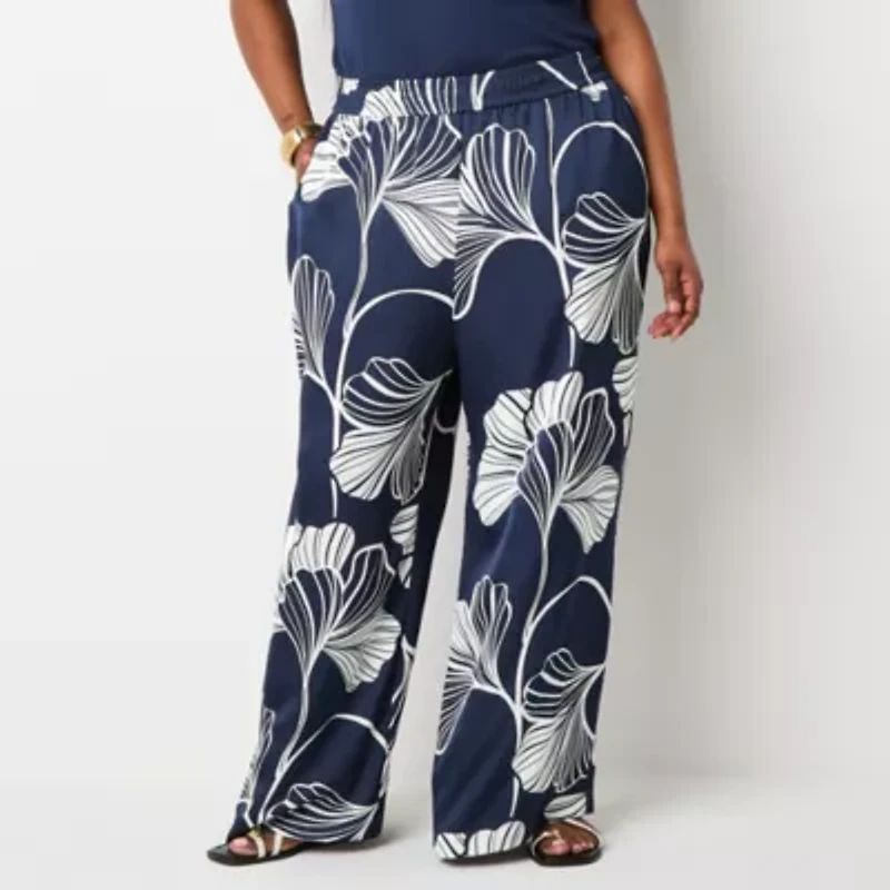 Worthington Womens Straight Plus Pull-On Pant