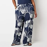 Worthington Womens Straight Plus Pull-On Pant