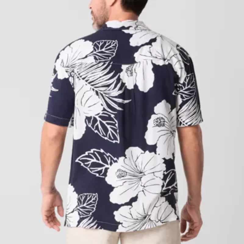 St. John's Bay Dexterity Mens Easy-on + Easy-off Short Sleeve Adaptive Camp Shirt