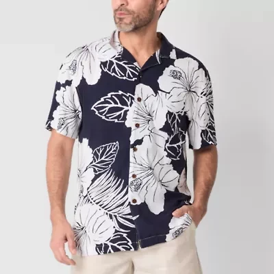 St. John's Bay Dexterity Mens Easy-on + Easy-off Short Sleeve Adaptive Camp Shirt