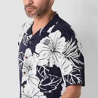 St. John's Bay Dexterity Mens Easy-on + Easy-off Short Sleeve Adaptive Camp Shirt