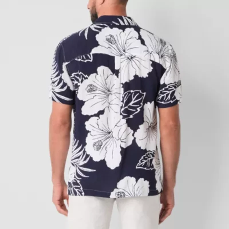 St. John's Bay Button-Down Mens Short Sleeve Breathable Camp Shirt