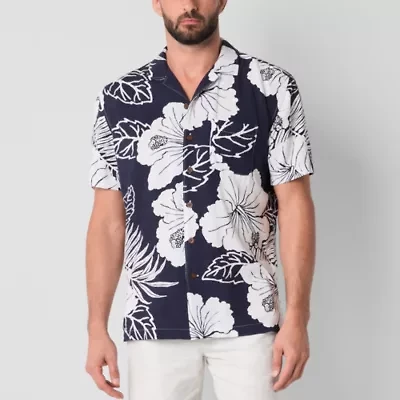 St. John's Bay Button-Down Mens Short Sleeve Breathable Camp Shirt