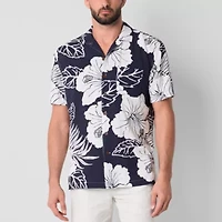 St. John's Bay Button-Down Mens Short Sleeve Breathable Camp Shirt