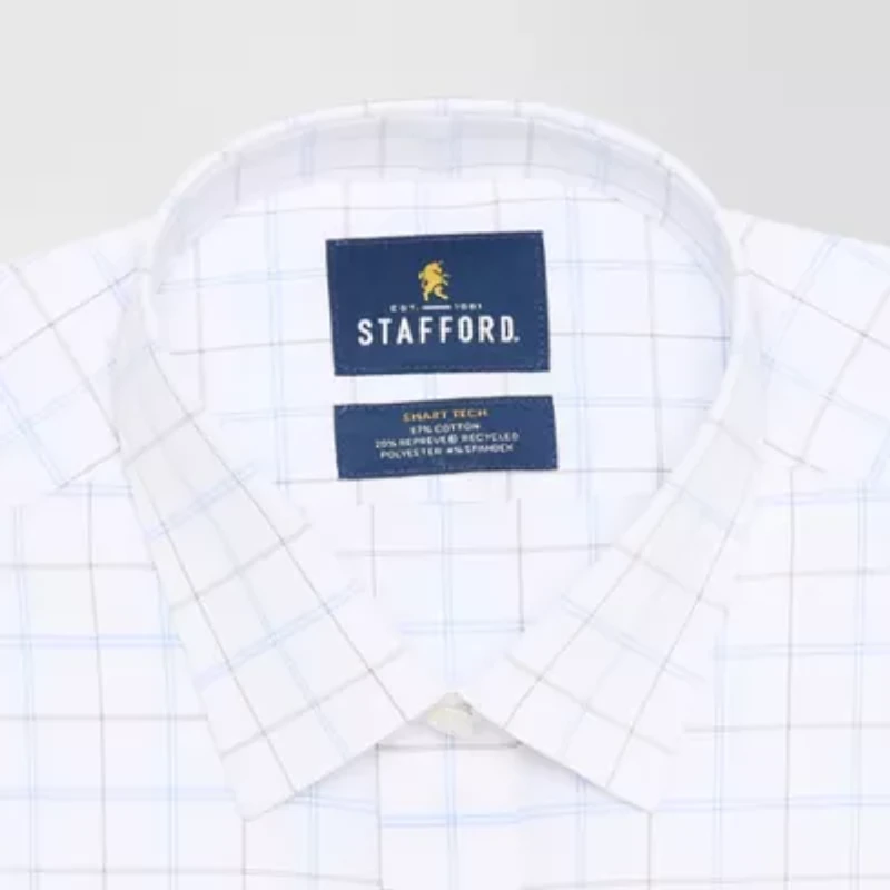 Stafford Slim Smart Tech Mens Fit Stretch Fabric Wrinkle Free Long Sleeve Dress Shirt