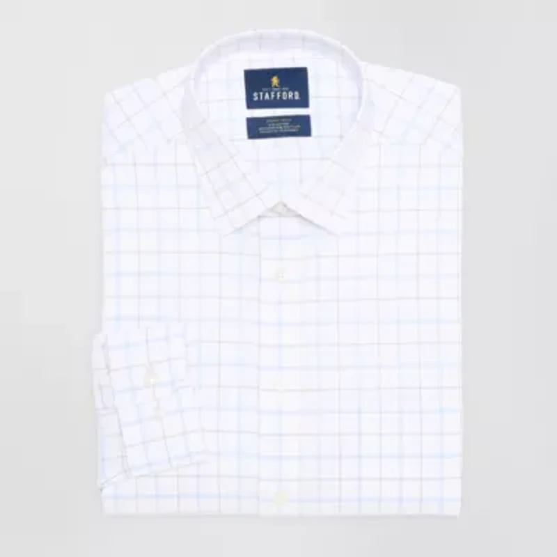 Stafford Slim Smart Tech Mens Fit Stretch Fabric Wrinkle Free Long Sleeve Dress Shirt