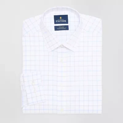 Stafford Smart Tech Mens Slim Fit Stretch Fabric Wrinkle Free Long Sleeve Dress Shirt