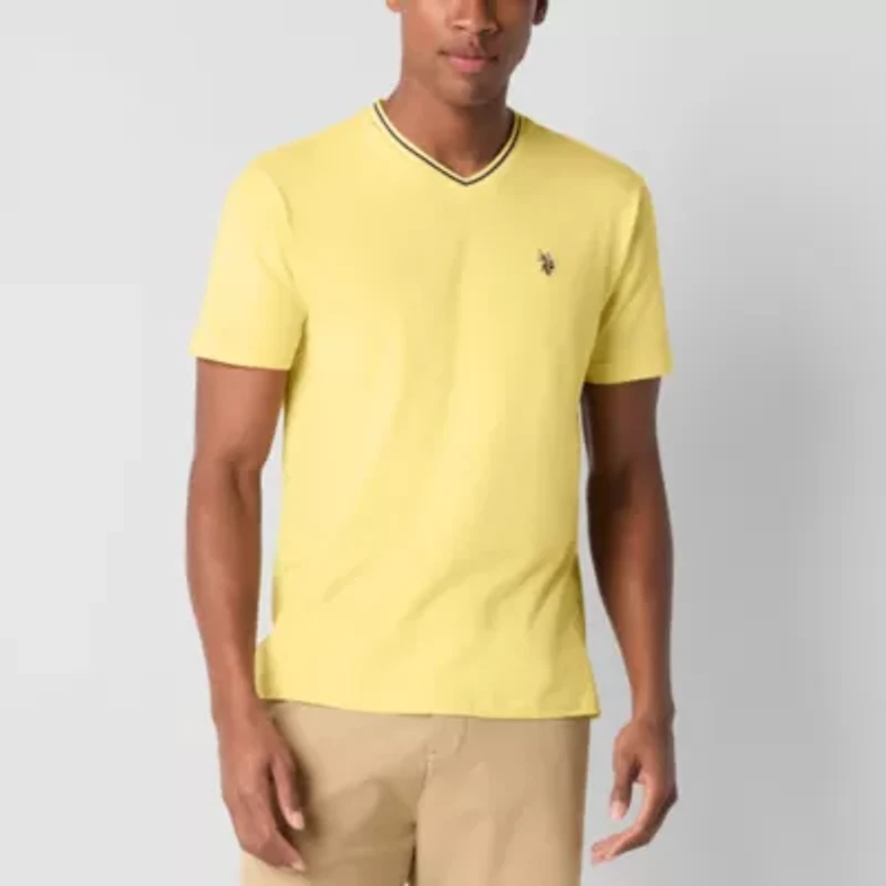 U.S. Polo Assn. Tipped Stretch Mens V Neck Short Sleeve Fabric T-Shirt