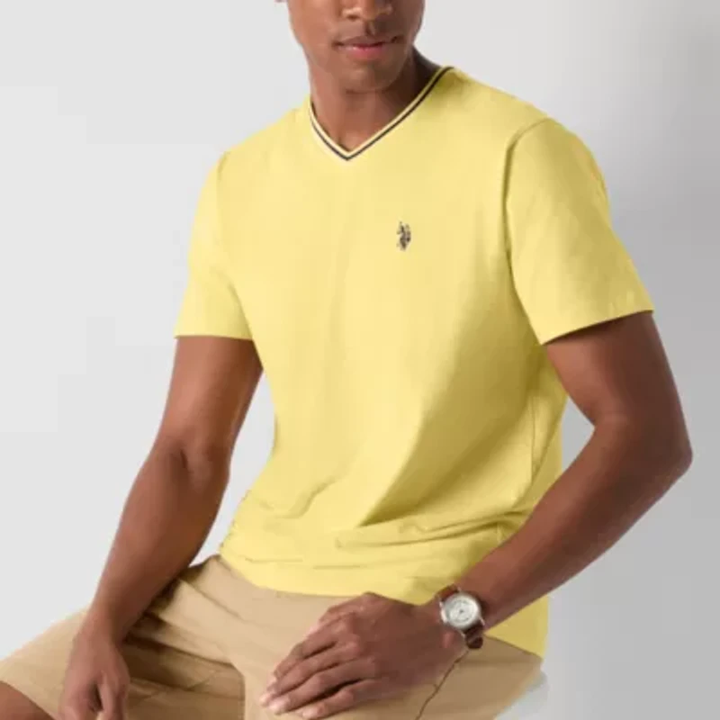 U.S. Polo Assn. Tipped Stretch Mens V Neck Short Sleeve Fabric T-Shirt