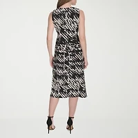 Marc New York Womens Sleeveless Abstract Midi Sheath Dress