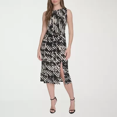 Marc New York Womens Sleeveless Abstract Midi Sheath Dress