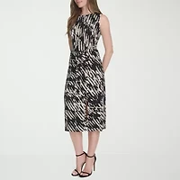 Marc New York Womens Sleeveless Abstract Midi Sheath Dress