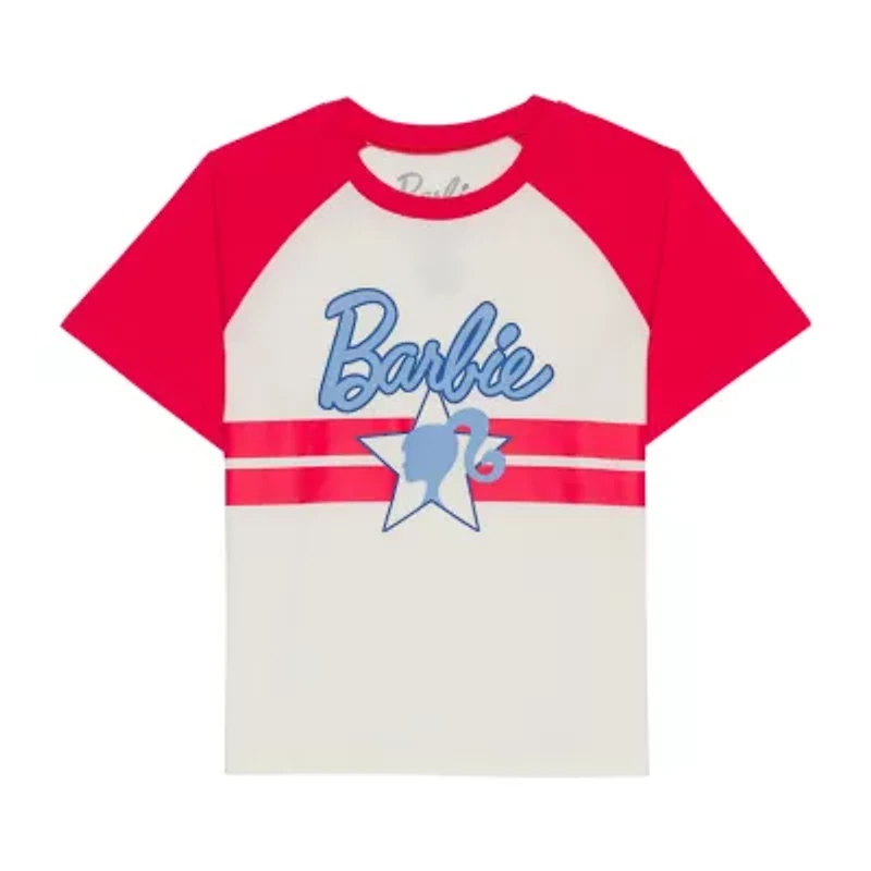Little & Big Kid Girls Crew Neck Short Sleeve Boxy Fit Barbie Graphic T-Shirt