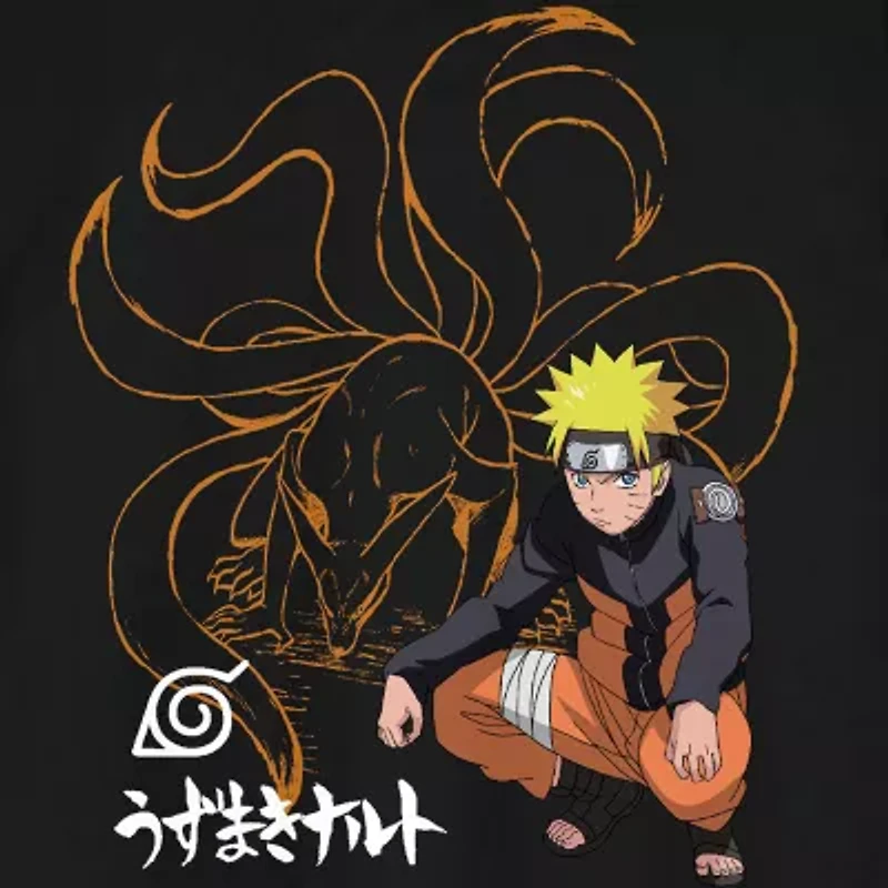 Novelty Mens Crew Neck Short Sleeve Relaxed Fit Naruto Graphic T-Shirt