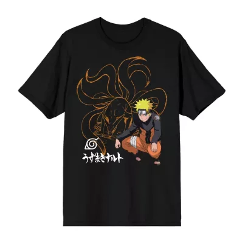 Novelty Mens Crew Neck Short Sleeve Relaxed Fit Naruto Graphic T-Shirt
