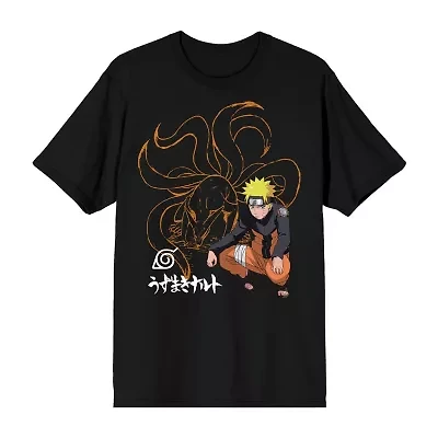 Novelty Mens Crew Neck Short Sleeve Relaxed Fit Naruto Graphic T-Shirt
