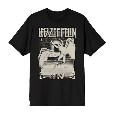 Novelty Led Zeppelin Mens Crew Neck Short Sleeve Relaxed Fit Graphic T-Shirt