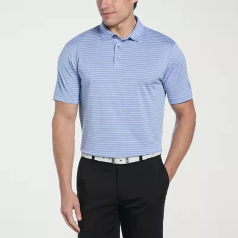 PGA TOUR Striped Heathered Mens Regular Fit Short Sleeve Polo Shirt