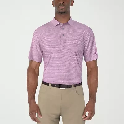 PGA TOUR Jacquard Mens Regular Fit Short Sleeve Polo Shirt