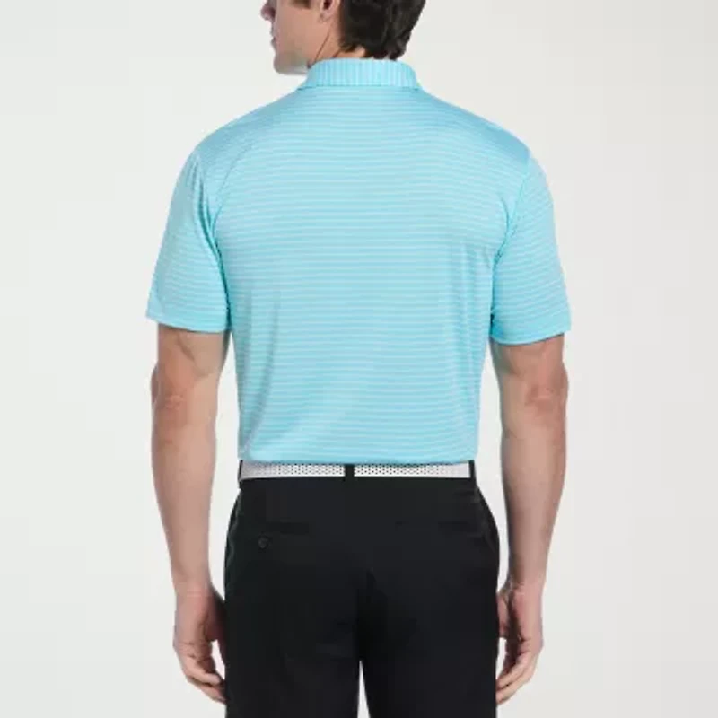 PGA TOUR Striped Heathered Mens Regular Fit Short Sleeve Polo Shirt