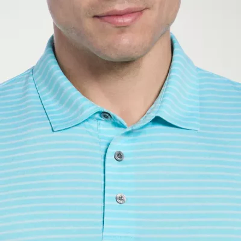 PGA TOUR Striped Heathered Mens Regular Fit Short Sleeve Polo Shirt