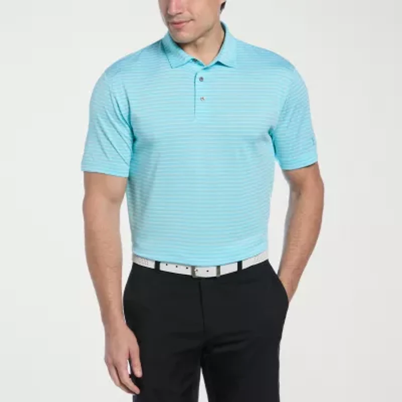 PGA TOUR Striped Heathered Mens Regular Fit Short Sleeve Polo Shirt