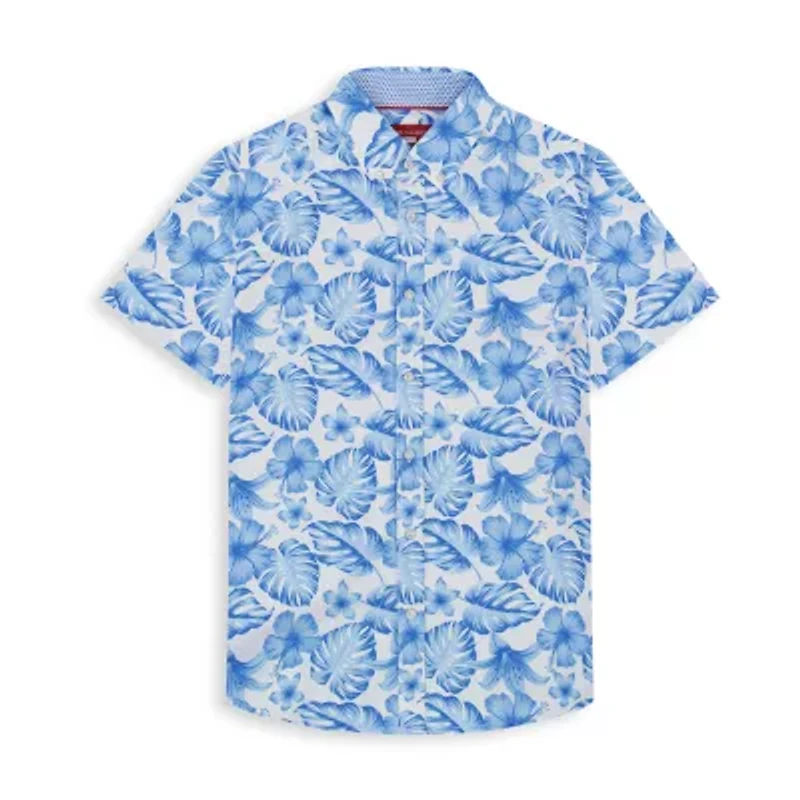 Report Collection Performance Mens Short Sleeve Modern Fit Wrinkle Free Button-Down Shirt